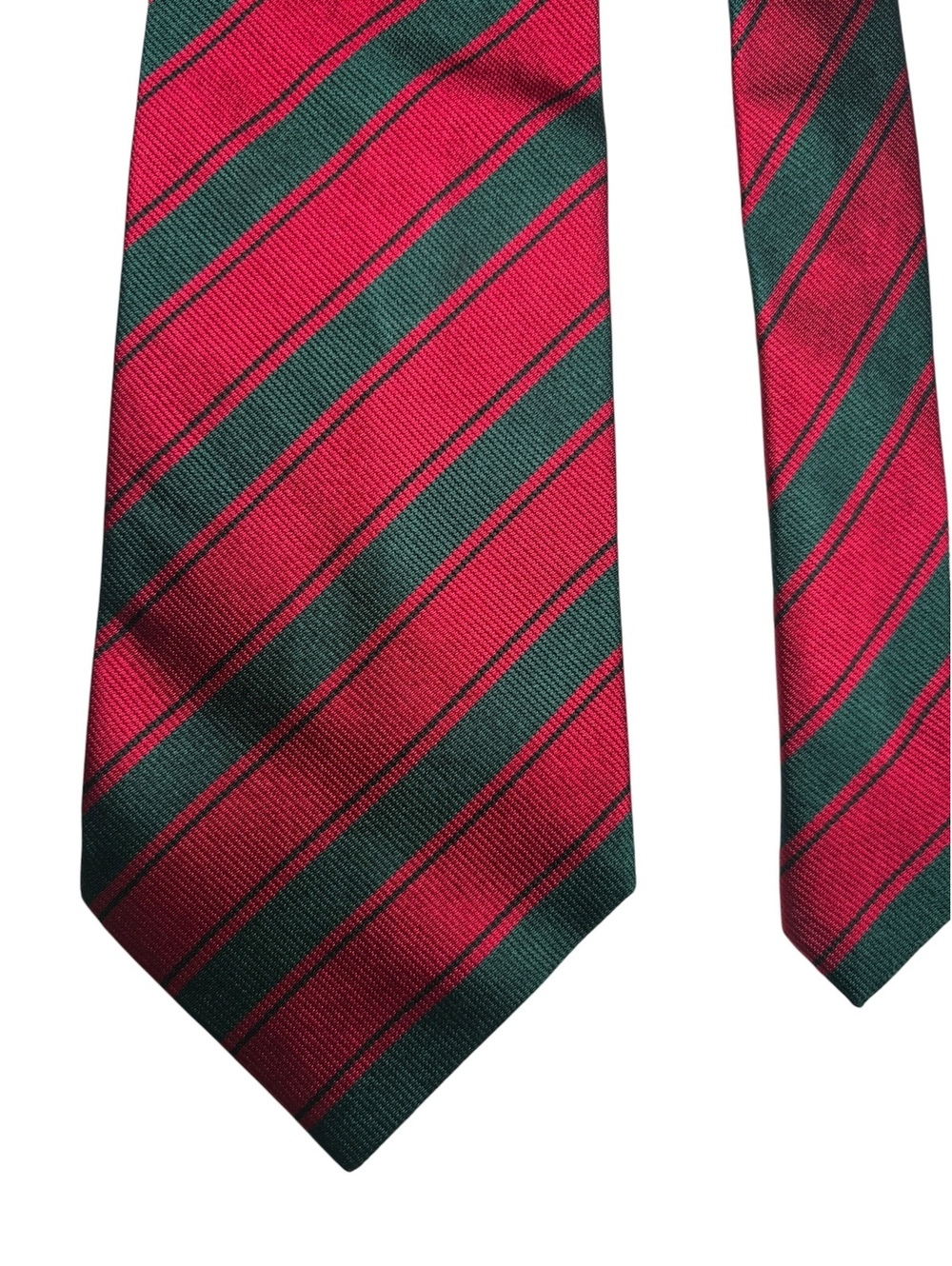 Ermenegildo Zegna 100% Silk Vintage Red Green Repp Stripe Designer Tie